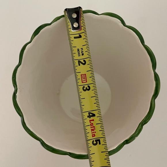 Vintage RCCL Portugal Hand Painted Floral Ceramic Green On White Flower Pot - Picture 10 of 13